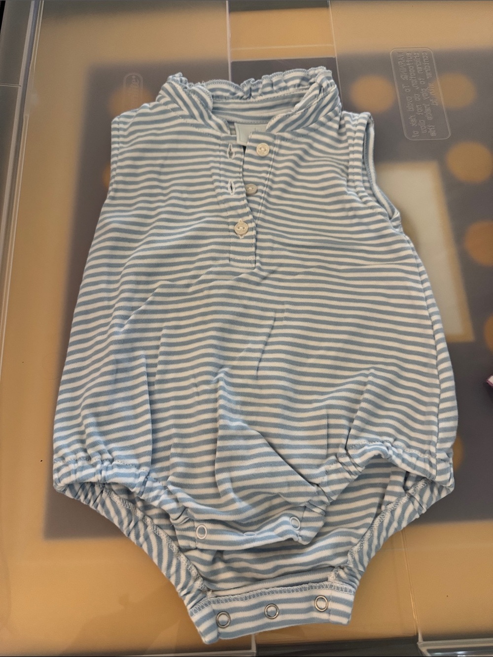 Little English Blue and White Striped Cotton Bubble One-Piece